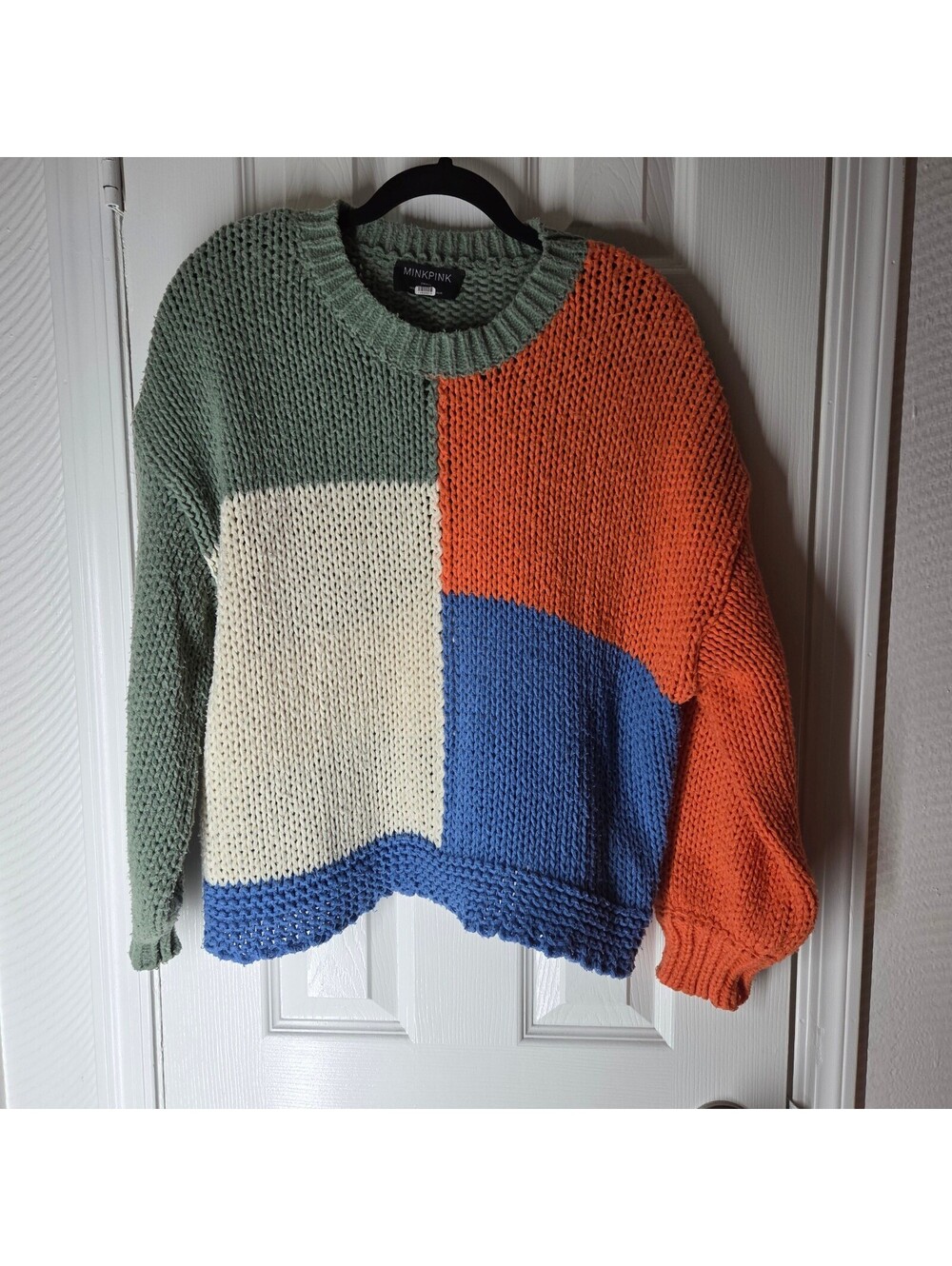 MinkPink Colorblock Chunky Knit Sweater Size Small